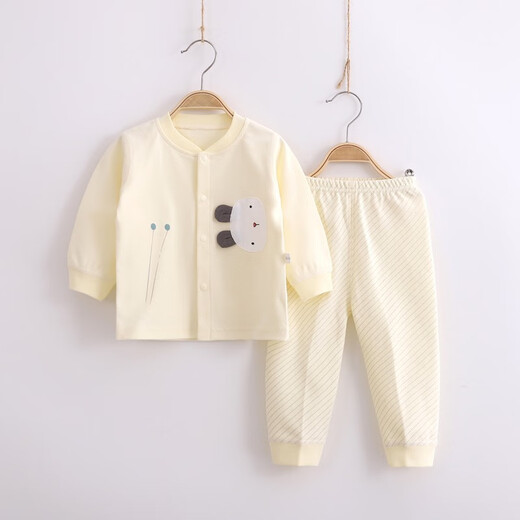 Lamb Dudu baby underwear set pure cotton baby split autumn clothes and autumn pants cotton children's home clothes cute spring and autumn pajamas yellow 12034 80 (recommended from December to November 20-26 Jin [Jin equals 0.5 kg])