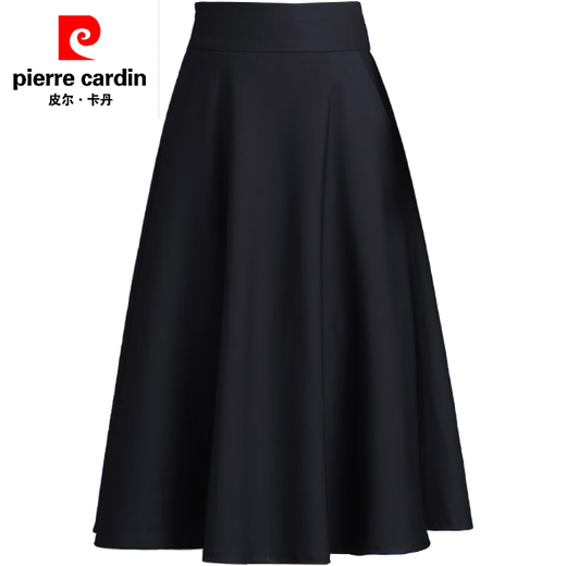 Pierre cardin black skirt spring and autumn women 2024 new autumn and winter skirt mid-length pleated skirt large l size long skirt 6630 black (skirt length 75) M