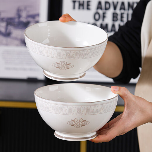 Jie Yajie Ceramic Bowl Nordic Style Underglaze Colorful Rice Bowl Soup Bowl 6-inch Creative Noodle Bowl 2 Packs of Blessings in the World