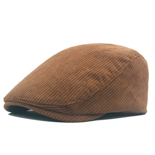 Meilunmei Automne Béret en velours côtelé pour les hommes British Retro Painter Casual Fashion Front Front Hat Ajustement du journal Black Head Circle (55-59)