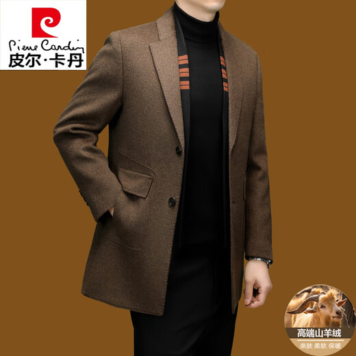 Pier Cardin High-End-Wolle Wollmantel Männer 2024 Neues Produkt verdickte Wärmegurt Inner Liner Anzug Halsband Wolle Wolle Mantel Schwarz 180/xl/52