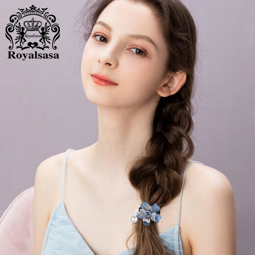 Royal sasa royal salsa hair band hair accessories imitation crystal sweet flower head rope ponytail ball head rubber band hair rope blue BE