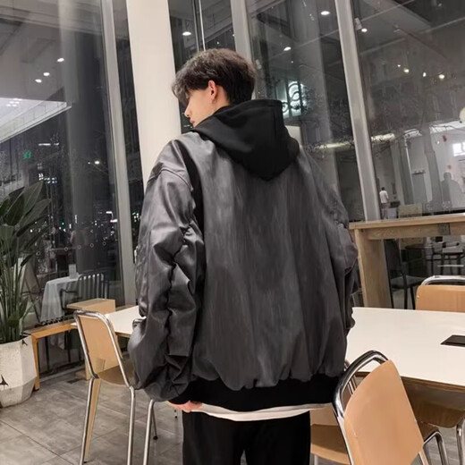 7 excellent products casual quilted warm jacket men's autumn and winter handsome hunting jacket fake two-piece outdoor hooded baseball uniform top GWHG-MY31 black and gray quilted XL 170-175cm 155-180Jin Jin equals 0.5 kg