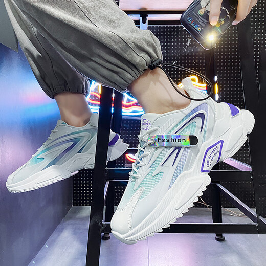 MVPBOY soft sole running shoes for men's breathable sports shoes for men's internet celebrity trendy shoes for men's shoes for fitness and comfortable jogging shoes for men's speed step X9920 white purple 41