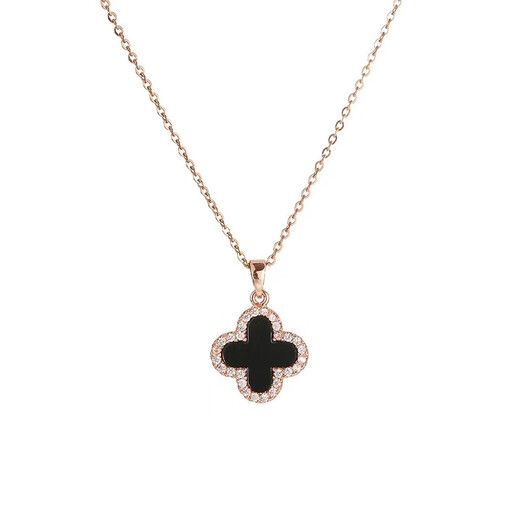 Luruo four-leaf clover necklace for women 2024 new 18K rose gold pendant clavicle chain 925 silver jewelry high-end clover gold