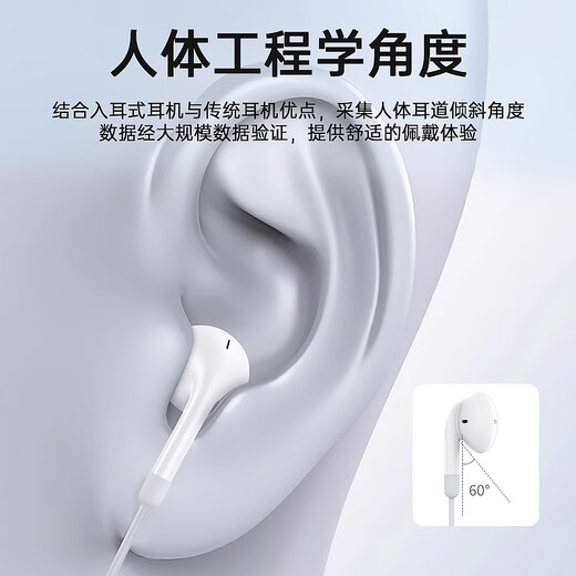 LIPAI es adecuado para auriculares con cable Tipo-C de Half-in-Ear adecuado para las computadoras portátiles móviles Huawei Apple Vivo Xiaomi Oppo Redmi Samsung Reducción de ruido inteligente Interfaz de tipo-C 丨 Chip digital 丨 White