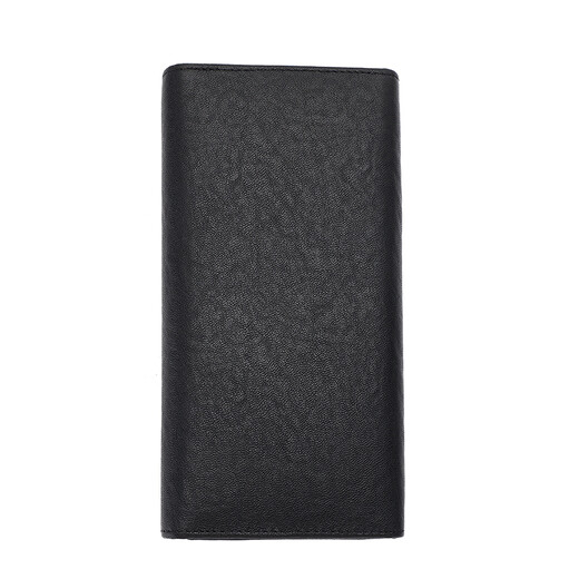 Sieben Wolf -Männer Langes Geldbörse echter Leder 3 -fach Straight Wallet Pure Head Layer Cowhide Gürtel Schnalle Ticket Clip Weiches Leder Mehrfachkartenschlitz schwarz