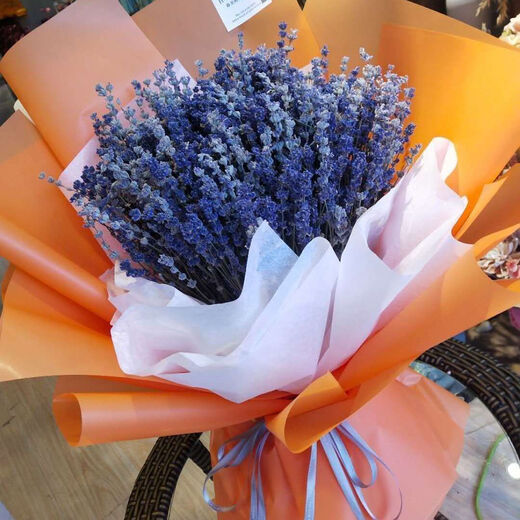 AIMAN dried lavender bouquet living room home decoration natural dried bouquet real flower aromatherapy internet celebrity flower arrangement ins gift 250g space blue half Jin Jin equals 0.5kg dark blue new summer flowers all in English newspaper packaging