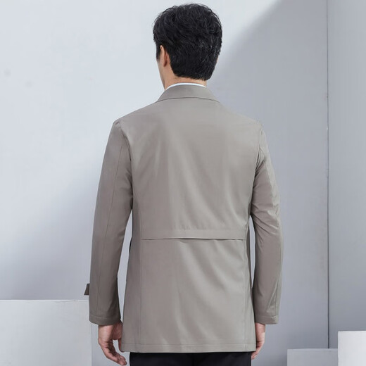 Hongdu's new middle-aged and elderly men's windbreaker buttoned daddy jacket, washable and wrinkle-resistant men's jacket, Khaki JK7530-2 2XL 185/100A