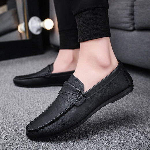
Changxiang Huili Driving Bean Dog Shoes 2024 New Men's Spring and Autumn and Summer Breathable Lazy Leather Shoes Men's British Casual Black (D826) 39