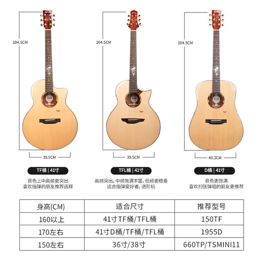 Trumon Truman Tsmins Guitarra infantil 3.0 Nuevo generación de Vancouver Folk Guitar Travel Full Single Guitar Tsmini18 Spruce Rose Wood Modelo de sonido de 36 pulgadas de 36 pulgadas