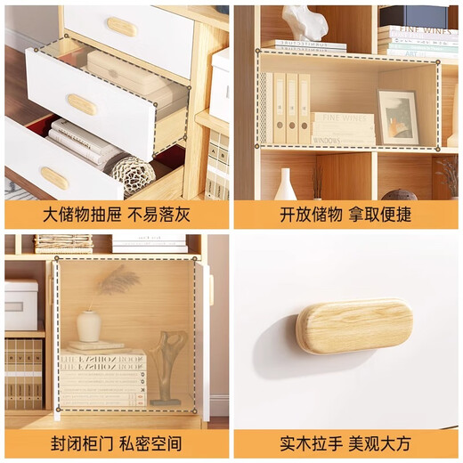 MIKEMIJIA bookshelf simple floor-standing storage multi-functional large-capacity space-saving storage rack multi-layer storage bookshelf cabinet cabinet door style 80*24*180cm pastoral color