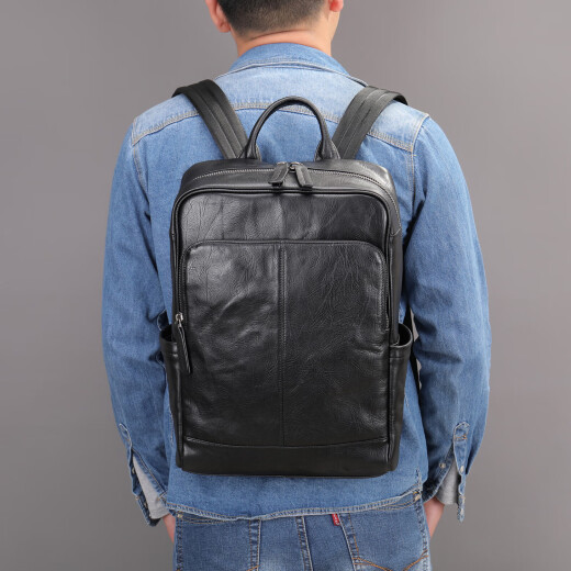 Mochila de malunte para hombres de vaca real para hombres sencillo gran capacidad comercial casual bolsa de computador