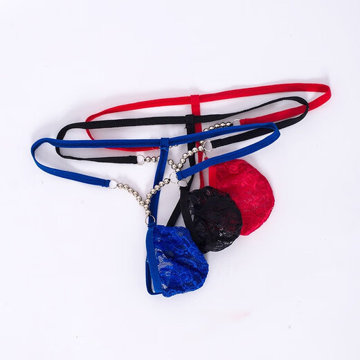 Long Night Adult Sexy Underwear Sexy Men's Thong Low Waist Hollow Lace See-through Pouch Sexy Red One Size