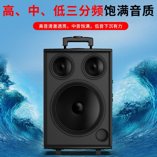 Sony Ericsson (soaiy) F37 square dance audio three-speaker subwoofer outdoor K-song live performance mobile trolley dance portable Bluetooth high-power outdoor speaker F37-15-inch speaker + dual microphones