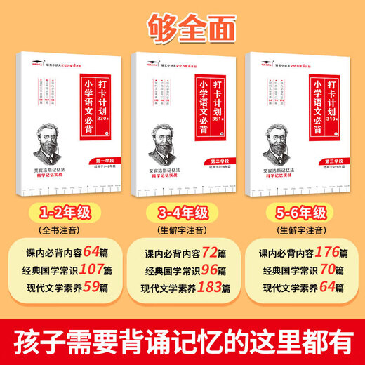 艾宾浩斯记忆法小学生背古诗词和背单词背诵打卡计划小学小古文古诗文文言文记背神器汇总表默写 小学生古诗 (古诗词186首+英语单词654例)8