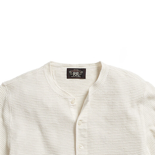 RRL Vêtements masculins Classic Waffle Tricot Cotton Henry Shirt RL90240 100-blanc M