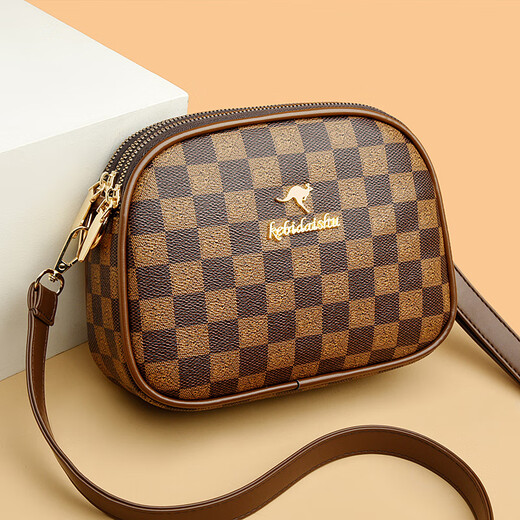 Kangaroo Leder kleine Tasche Frauen neue trendige Mode Internet Promi -Shell -Tasche lässig einfache Umhängetasche vielseitige Hand Crossbody Bag Mk Brown