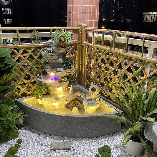 Lisa [chinesischer Innenhof] Balkon Rockerie fließender Wasserbrunnen befeuchtete Feng Shui Rad Fischteich Landschaftsbau Dekoration 5009 Mittellüfterform