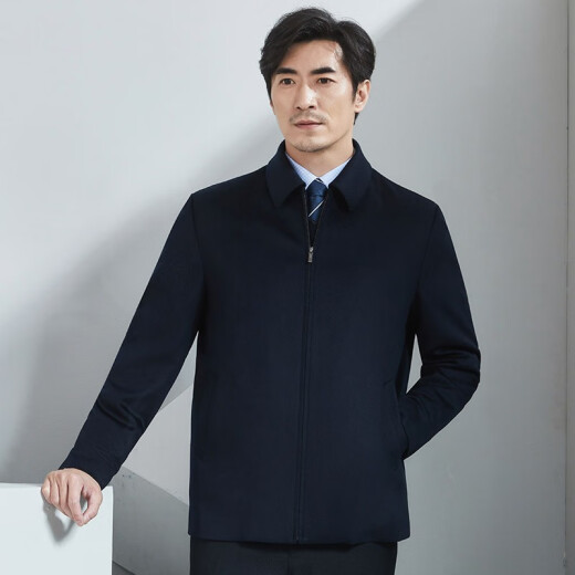 Hongdu wool jacket for men loose business formal wear rabbit fur liner detachable thickened warm middle-aged men's jacket Zanglan JT6219-1 185/100A
