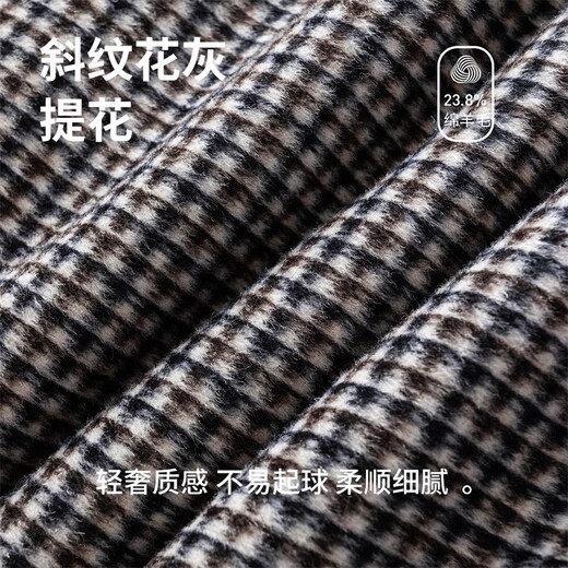 与狼共舞【鸭绒内胆+羊毛呢】冬季时尚千鸟格外套男士夹克 003中灰 175 
