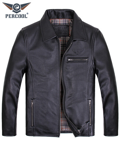 PERCOOL European y americana chaqueta de cuero de cuero de cuero para hombres Lapa de mediana edad de mediana captura de cabezal importada Chaqueta de cuero de cuero de cuero otoño de otoño y invierno de cuero de gran tamaño negro (Top Cower Cow Wase) XL (160Jin [Jin iguala 0.5 kg] -180Jin [Jin equivale a 0.5 kg])))