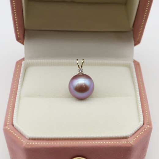 Nanzhi Edison Demon Purple Natural Round Pearl Pendant 18K Gold Year of the Rabbit Ears Zircon Necklace Zhuji Danshuiqiang Edison Pearl Pendant (excluding chain) 18K Gold 12-13mm