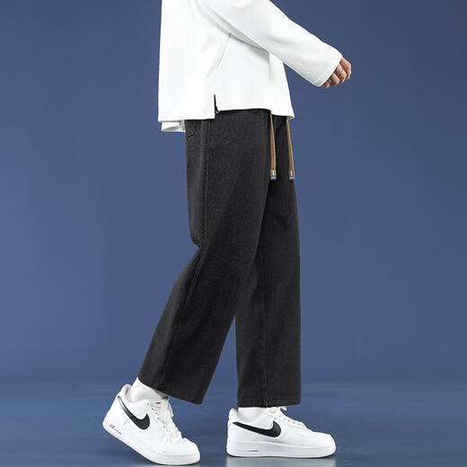 Foss Phil High Street Nine-Cross Jeans Men's Summer Thin Breathable American Trendy Straight Loose Sports and Leisure Pants Fashion Brand 718-K830 Black L [Recommended 130-145Jin [Jin equals 0.5 kg]]