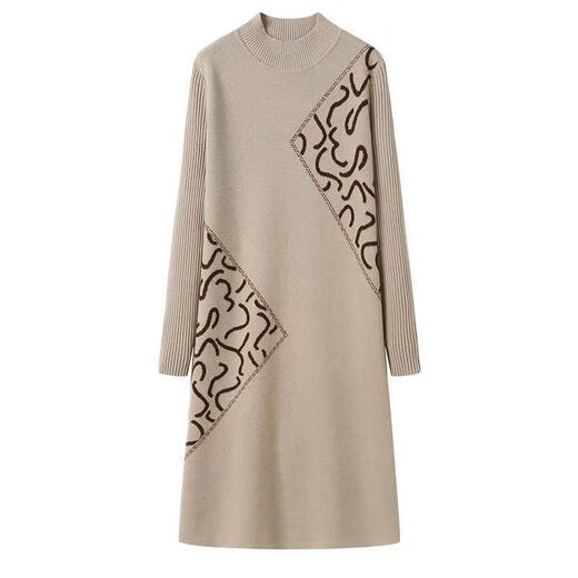 
La Chapelle knitted dress for women 2025 autumn and winter new style outfits to make you look slim and small bottom sweater skirt thickened off white 9901 L 105--115/Jin[Jin equals 0.5 kg]