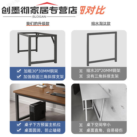 山头林村办公室电脑桌简单简易工作台职员桌家用台式桌椅简约现代桌100 白衫木色  14070M 加粗钢架