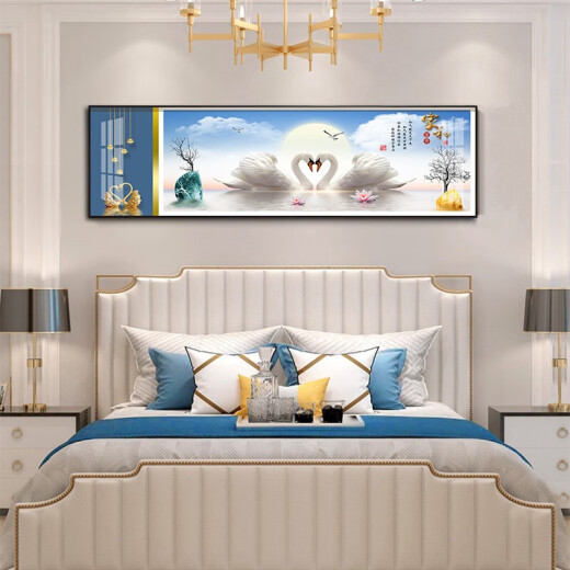 莫画泸林现代简约卧室装饰画温馨浪漫床头画酒店宾馆民宿房间挂画背景墙画 07 相濡以沫12142 200*60黑框(晶瓷画)定制