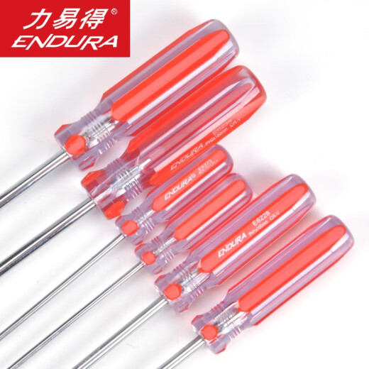 力易得（ENDURA）彩条螺丝刀十字一字螺丝批刀头部带磁性家用起子改锥组套 十字6x38mm E6232