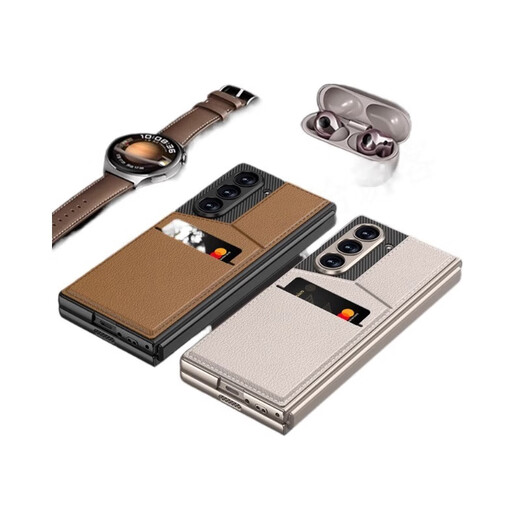 Geeignet für Samsung ZFold6 Mobiltelefon Hülle Ledermuster-Kartenbeutel Zfole 6 Klappschildfilm Integrierter Anti-Fall-Mobiltelefon-Schutzhülle Cover [Cool Black] Rotorkartenbeutel integrierter Shellfilm Samsung Galaxy Z Fold 6 Folding Bildschirm