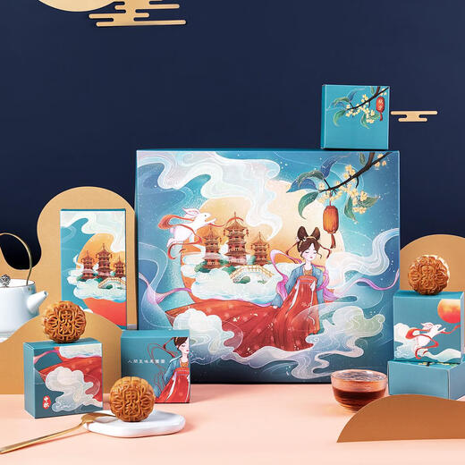 Feng 8-piece gift box set, packaging gift box, portable egg yolk cake, Cantonese style 100g