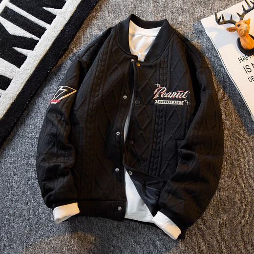 Kuraishi Kazuki trendy American retro baseball jacket men's 2025 new heavyweight spring and autumn men's bomber jacket top white L