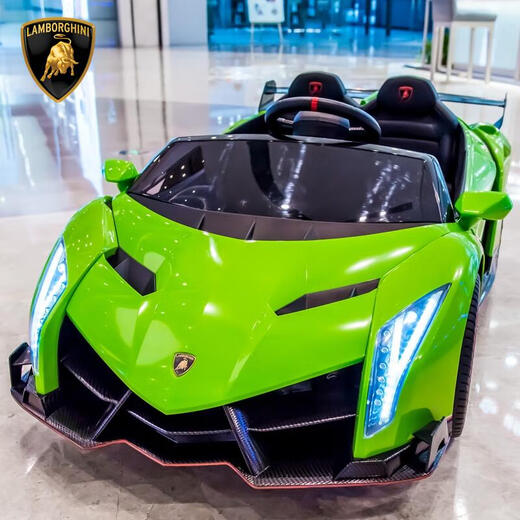 Xiaoyingxing (xiaoyingxing) Lamborghini two-seater children's electric car four-wheel remote control car four-wheel drive can sit on the baby swing toy top with four-wheel drive white + MP4 display + soft wheel leather seat remote control + 14A battery Genuinely authorized Lamborghini