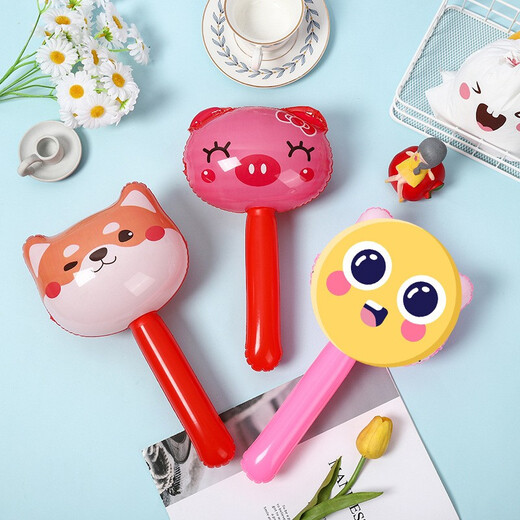 Seien Sie zu Cartoon tierbläsbar Hammer aufblasbares Spielzeug PVC Hammer Bell Blasable Hammer Kinderleder Hammer Hammer Kurzstab Cartoon aufblasbare Hammer [5 Pakete] Beinhaltet aufblasbarer Stecker
