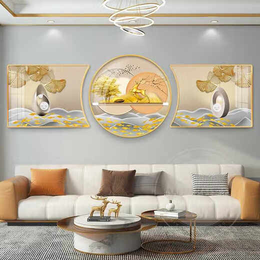 
Living room decoration paintings hanging paintings sofa background wall decoration paintings triptych paintings modern simple atmosphere combination hanging paintings JD15833 blessings and wealth 90*70/90*90/90*70