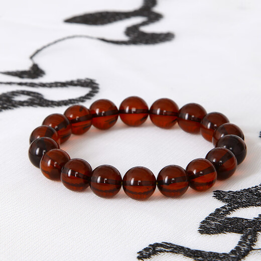 Famous Amber Family Blood Amber Bracelet Women's Natural Amber Single Circle Bead Maroon Bracelet Birthday Gift About 11+mm