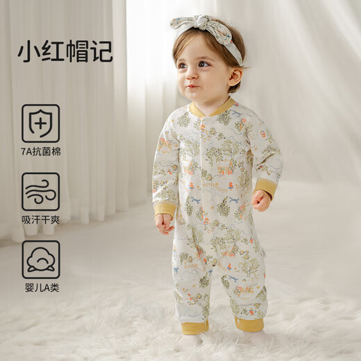 OUYUN baby jumpsuit, baby autumn clothing, pure cotton long-sleeved air-conditioned clothing, four-season romper, men's and women's pajamas, Little Red Riding Hood, pure cotton, skin-friendly-7A antibacterial, 80cm, recommended height 74-80cm