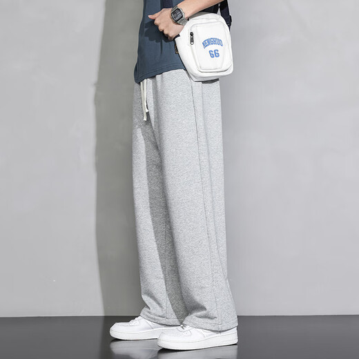 Foss Phil裤子男士秋冬季百搭直筒裤垂感阔腿裤宽松运动休闲裤206灰色2XL