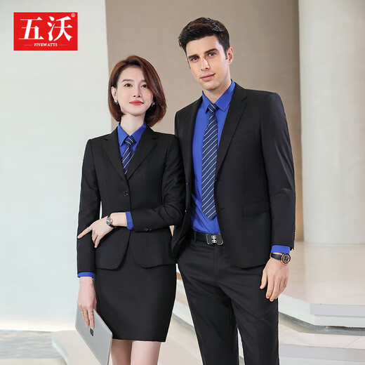 Wuwo 70% wool suit suit for men and women thin bank 4s hotel manager president official sales employee suit women's navy suit + trousers XL