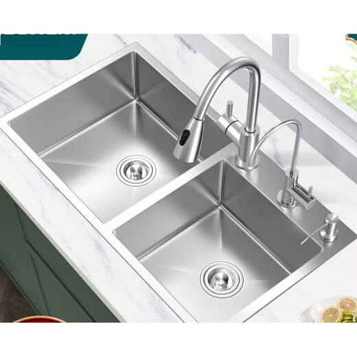 
Happy Good Lady's Vegetable Basin Double Tank Kitchen Washing Basin Handmade 304 stainless steel sink Large double tank dishwashing tank Household vegetable washing water Super large three tank 12048cm luxury package with