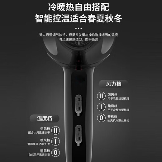 Keqi hair dryer household high wind negative ion hair dryer hair salon special high power barber shop blue light hair dryer constant temperature large air volume low noise fast drying student dormitory 1200W 6 levels of hot and cold air hair salon level special nozzle