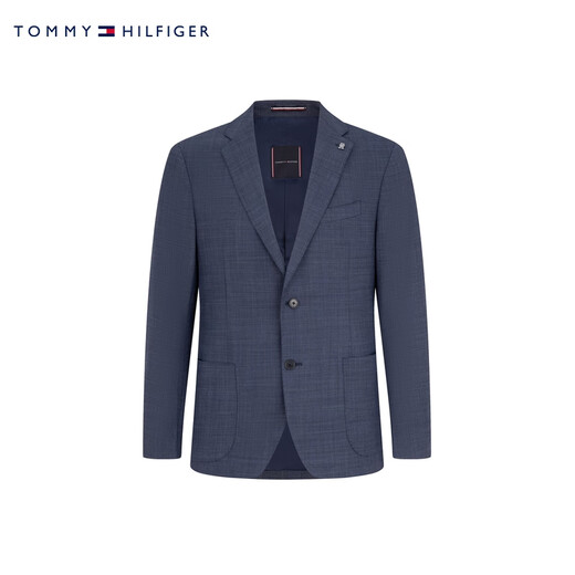 TOMMY HILFIGERLARDINI春秋季男装羊毛混纺商务平驳领手工制修身西装外套男02031 藏青色400 50