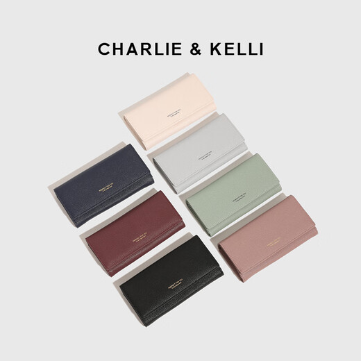 CHARLIE & KELLI长款钱包女士多卡位手拿包卡包零钱包送女友生日礼物包包女 黑色【七夕实用礼物】