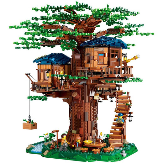 LEGO Minecraft Tree House Assembly Toy Mini World Assembly Model Small Grain Human Claw Village Jungle Tree House [698+ Grain]