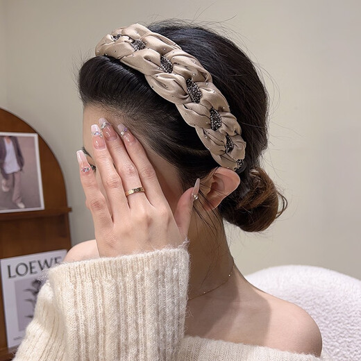 Zhuo Keke high-end exquisite high skull headband for women 2025 new style headband high-end rhinestone temperament face wash hairpin headwear black rhinestone twist headband