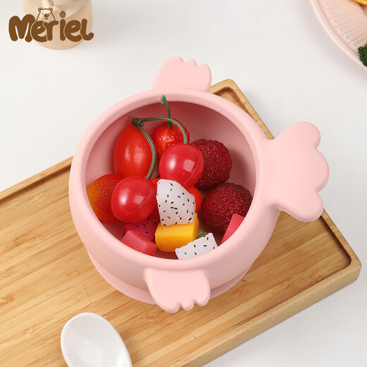 Meriel importado de Corea del Sur para tazones de alimentos suplementarios para bebés para recién nacidos que alimentan agua y lactancia materna para bebés y vajilla especiales para polvo para bebés - platino silicona complementaria tazones de alimentos