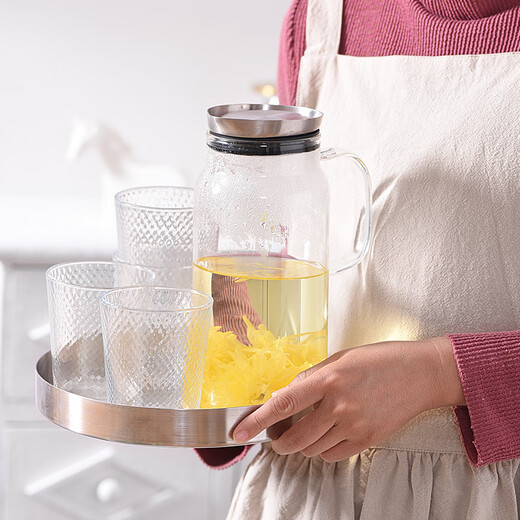 Luopai golden tray Nordic glass kettle scented tea large teapot cup water set water cup kettle ins single pot short style